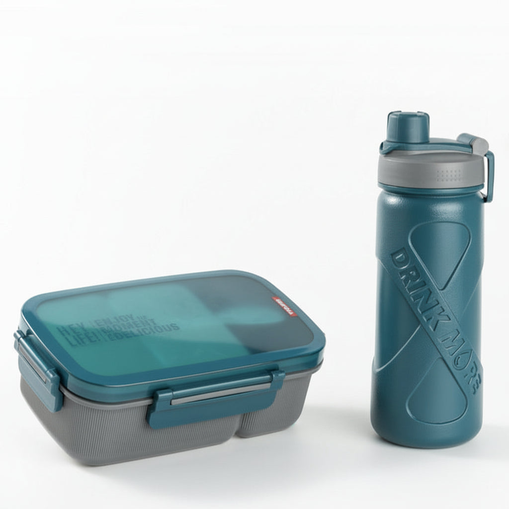 Viassin Fashion Sealed 3-Compartment Lunch Box bottle Suit